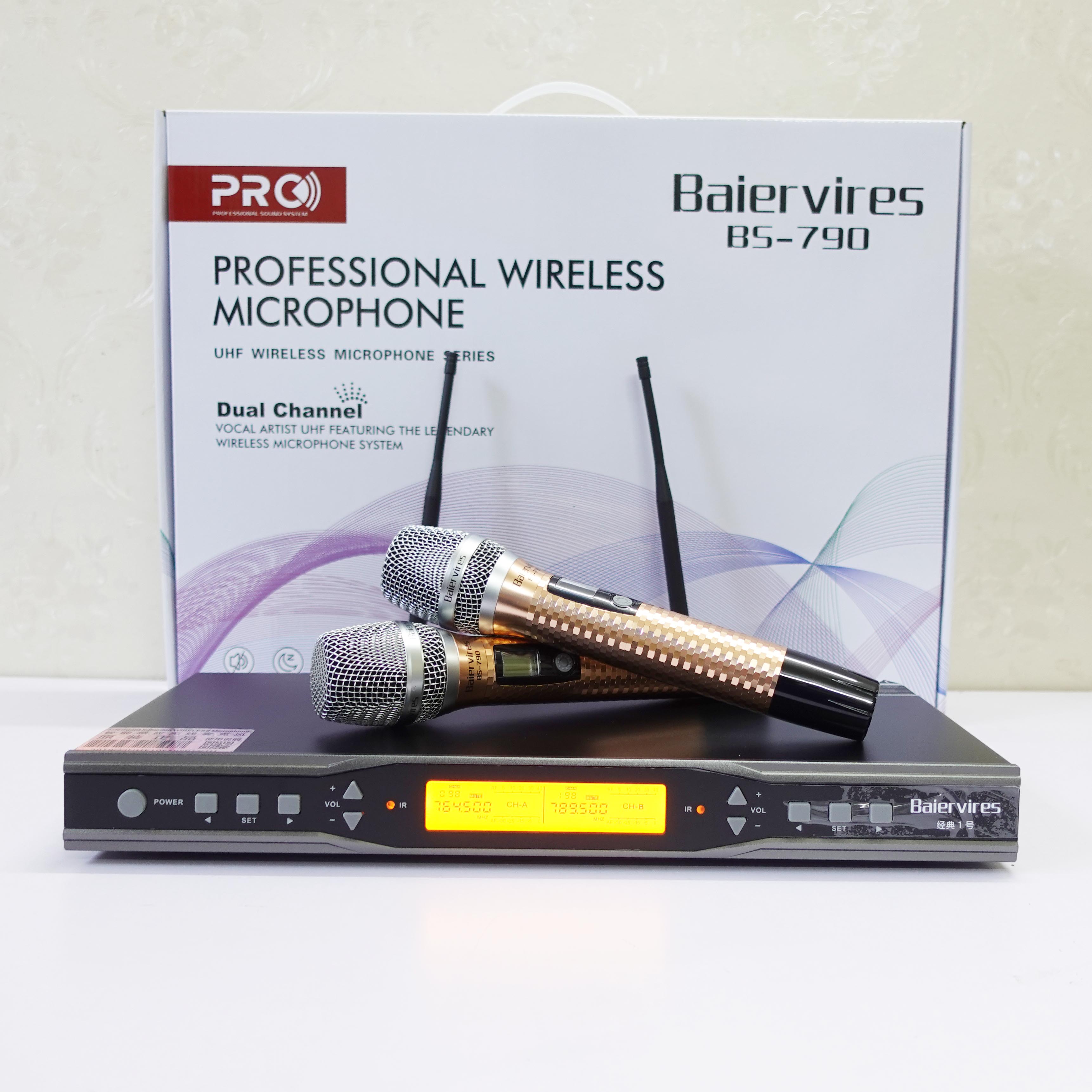 Micro không dây karaoke Baiervires BS-790,  tiếng mic gọn gàng sáng tiếng